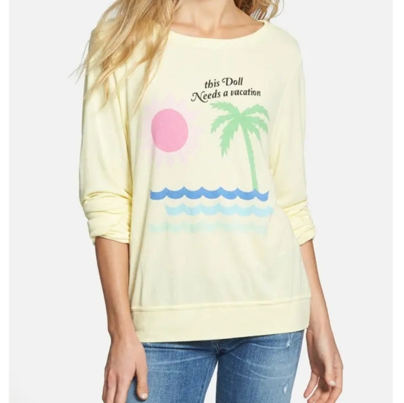 Wildfox This Doll Needs A Vacation Longsleeve Tee Size XS - Picture 1 of 8